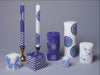 Kapula Hand-Painted Candles Henna White on Blue