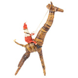 Santa on Giraffe of Banana Fiber