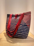 Kioni Basket of Ilala Palm Leaves w/ Leather Straps