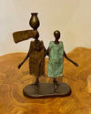 "Friends Fetching Water" Lost Wax Bronze Sculpture