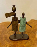 "Friends Fetching Water" Lost Wax Bronze Sculpture