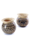 Calabash Bowl, Incised w/ Woven Grass Rim